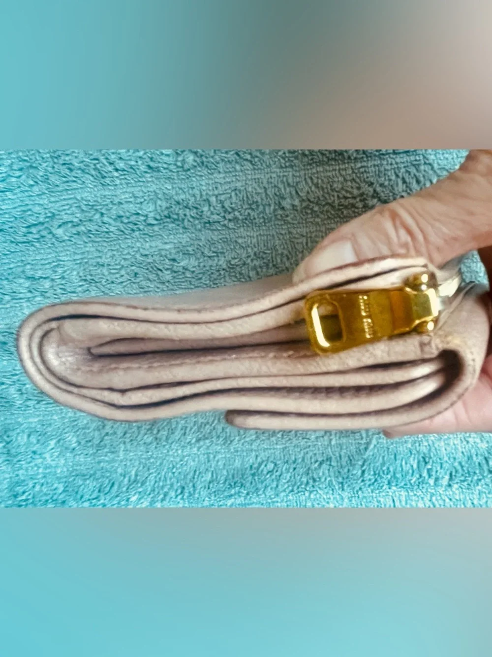 Miu Miu Madras Fiocco Trifold Wallet Blush Pink Leather Bow COA Authentic -GUC - Picture 11 of 15